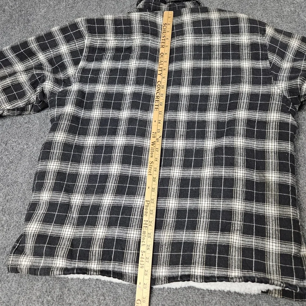 Vintage Shirt Jacket Mens XL Black Plaid Sherpa Lined Shacket Flannel Workwear